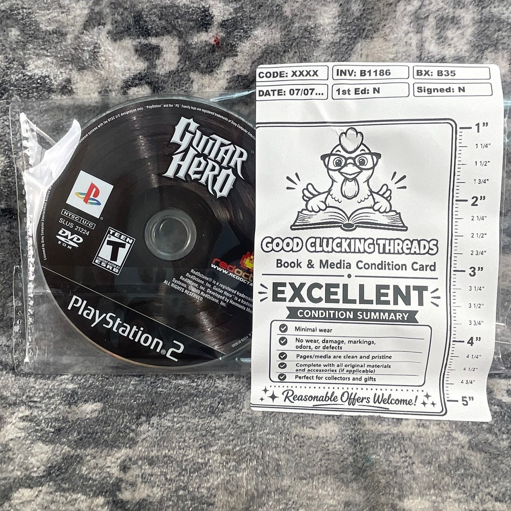 Guitar‎ Hero PS2 PlayStation 2 RedOctane Harmonix 2005 Rhythm Rock Game Disc